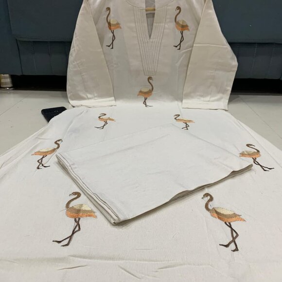 PURE KHADI COTTON ALINE KURTA With PLAZZO - Picture 14 of 16